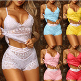 Women's Sexy Lace Hollow Out Pajamas Set Plus Size Custom Logo Underwear Panties for Summer and Autumn Elastic Waist Closure
