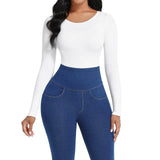 Plus Size Women Sexy Tight Bodysuit Long Sleeve Tummy Control Shapewear
