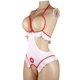 Open-Crotch No-Pants Nurse Costume Sexy Tight-Fitting Women's Role-Playing Nurse Uniform Set Polyester European