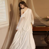 Luxury Lace Bridal Robe – Elegant Long Honeymoon Nightgown & Sophisticated Sheer Women’s Loungewear