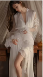 Luxury Satin Silk Robe – Elegant Women’s Standalone Sleepwear with Sophisticated Lace Detailing