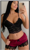 Luxury Lace-Trim Cami & Shorts Set – Elegant Women’s 2-Piece Sleepwear with Alluring Satin Detail
