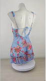 Luxury Satin Bow-Print Nightdress – Elegant Women’s Gauze-Detail Sleepwear with Sophisticated Floral Accents