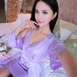 Luxury 2-Piece Satin Robe & Nightdress Set – Elegant Women’s Sleepwear with Sophisticated Lace Detailing