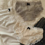 Cotton New Retro Lace Hipster Panties for Ladies Antibacterial Lengthened Crotch Four Seasons Sweet Retro Women's Panties