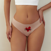 High Quality Breathable Cute Heart Pattern Soft High Resilience Traceless Lady Underpants T-back Women Thong Ice Silk Panties