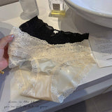 Satin Lace Women's Underwear Sexy Sheer Breathable Pure Desire Style Charming Girl French Low-Waist Hip-Hugging Thong ODM