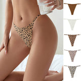 Women's Low Waist Sexy Thong, Seamless Ice Silk Plus Size Pure Desire Single String Panties, Animal Print Sport Quick-Dry T-Back