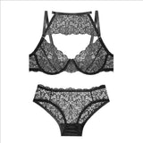 Ladies Sexy Ultra-Thin Lace Bra Brief Sets Transparent Transparent Bra Panty Feathers Ladies' Ultra-Thin Lace Underwear Waist
