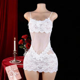 Sheer Gauze Transparent Water-Soluble Lace Sleeveless Polyester Pure Desire Sexy Nightdress Lingerie