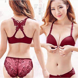 Hot Selling Women Back Front Closure Sujetadores Underwire Gathered Bra and Penty Sets