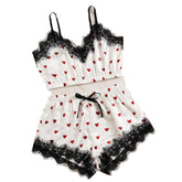 Fast Delivery One-Stop Service Hot Sale Women Pajamas Satin Lace Sleepwear Heart Sexy Sleepwear