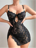 Sexy Erotic Camisole Set Lace Perspective Pajamas Nightdress Suit