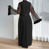 Sexy Netting Cardigan Pajamas Plain Popular Night Gown Simulated Feather Bathrobe