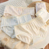 Cotton Women's Mid-Rise Seamless Everyday Bikini Panties Comfortable Breathable Cotton Simple Striped Bowknot for Girls