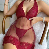 New Women's Sexy See-Through , Mesh Lace Trim Pure Desire Erotic Sleepwear