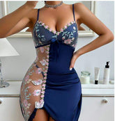 Everyday Home Dress Satin Lace Skirt Pants with Embroidery Woven Fabric Soft Elegant for Sleepwear Sexy slip Dress Pajamas