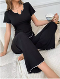 Spring/Summer 2026 Collection: Women’s Casual Short Sleeve Pajama Set with Matching Long Pants