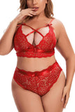 Women's Sexy Strap Bra Underwear Set Plus Size Two-Piece Lace Panty and Bra Firm Control Half Slips
