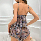 New Sexy Mesh Printing Sexy Pajamas Perspective Floral Suit Wholesale
