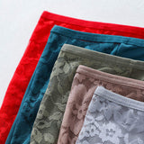 New Breathable Mid-Waist Hollow Design Lace Panties Elastane Solid Color Women's Underwear Panties Daily