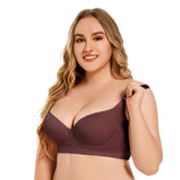 Women's Solid Color Seamless Push up Bra Adjustable Comfortable Bra Deep v Sexy Plus Size Bra