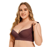 Women's Solid Color Seamless Push up Bra Adjustable Comfortable Bra Deep v Sexy Plus Size Bra