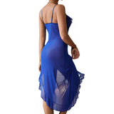 New Multi-color Breathable Summer Sexy Mesh See-through Pajamas Underwear Sling Nightgown Women's Homewear