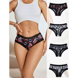 Popular Design Halloween Panties Lace Edge Dark Goth Skull Personality Comfortable Breathable Ladies Briefs for Ladies