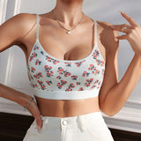 Soft Slim Breathable Floral Pattern Women Seamless Yoga Cotton Sports Tank Top Bra and Panty Sets