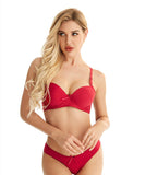Sexy Xxxx Xxx Solid Padded Gather Women's Panties and Sexy Bra Women's Underwear