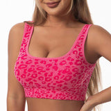 Seamless Simple High Support Leopard Print Sports Bra for Women with Chest Pads for Running Gym & Fitness