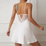 Cross-Border New European American Hot-Selling Sexy Sleeveless Women's Pajamas Silk Satin Lace Dress
