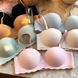 One-piece Striped Small Chest Underwear Women's Gather-up Large No-steel Ring Beautiful Back-up Anti-sagging Breathable Bra