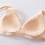 Wireless Solid-Color Deep V Plus-Size Women's Jelly Seamless Bra