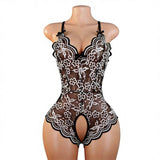 Plus-size Lingerie Nylon Lace Push-up Open-crotch No-removal Bodysuit European American