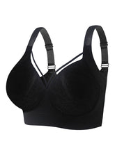 Women's Plus Size Push-Up Bra with Full Back Coverage Pattern Deep Cup Lace Steel Ring Underwear 8 Hook-and-eye Bra