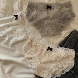 New Style French Retro Lace-trimmed Breathable ODM Women's Thong Underwear Cotton Crotch