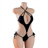 Lingerie Hollow-out Lace-up Bodysuit Three-piece Alluring Set Sexy Tight-fit European-American Polyester Wholesale