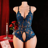 Plus-size Lingerie Nylon Lace Push-up Open-crotch No-removal Bodysuit European American