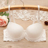 Japanese Style Bra for Teen Girls - Medium-Thin Padded Solid Color Smooth Cup with Sexy Lace Ideal for College Students
