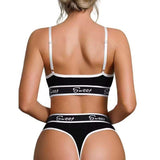 Hot Girl Seamless Bra Panties Mid-Waist Camisole Bra Thong Set Wide Strap Letter Design Bra Set