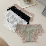 Low-Rise Floral Lace Silk-Surface Gauze Thin Sexy Mesh Bow-Knot Summer Thong Women