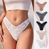 Sexy Low-Rise Floral Lace Thong for Women | Sheer V-Front Lace Panties | Comfortable Breathable Intimate Underwear