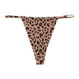 Women's Low Waist Sexy Thong, Seamless Ice Silk Plus Size Pure Desire Single String Panties, Animal Print Sport Quick-Dry T-Back
