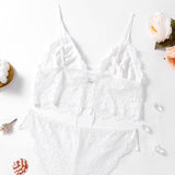 New Arrival Solid Lace Camisole Lingerie Comfortable Breathable Floral Lace Bra Camisole Lingerie Bra Panties Set