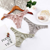 Women Sexy Underwear Lace Thong Panties Women's Solid Color Hollow See-through Low Rise Panties Sexy Thong for Women
