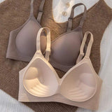 Women's Soft Support Bras Thin-Thickness Solid Palm-Style Large Fixed Cup No-Steel Ring Anti-Sagging Upper Support No-Trace
