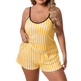 Summer Camisole Shorts Plus Size Women's Pajamas Homewear Set European and American Style