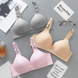 Breastfeeding Underwear Front Open Button Soft Support Wire Free Nylon Women's Bra